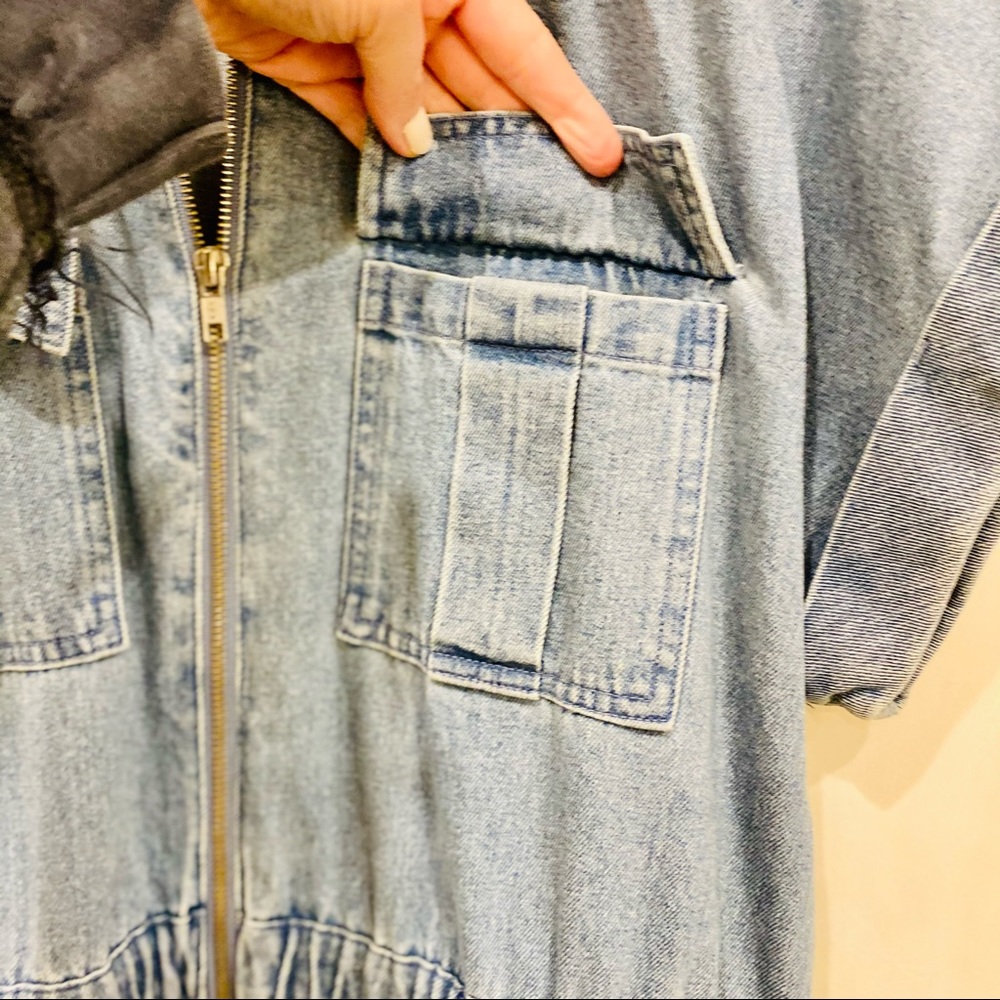 Express x Ladygang Denim Zippered Jumpsuit - Picture 9 of 11